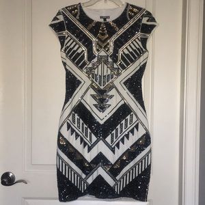 Sequin Cap Sleeve Mini Sheath Dress